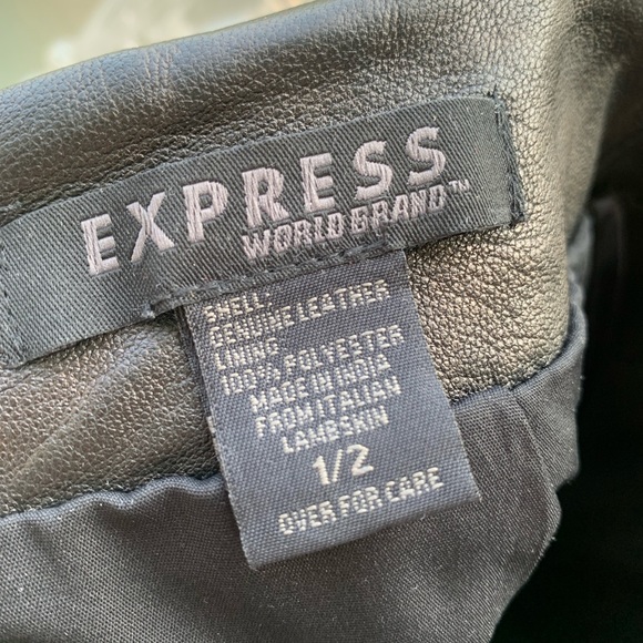 Genuine black leather skirt with zippered thigh slit - Picture 6 of 8